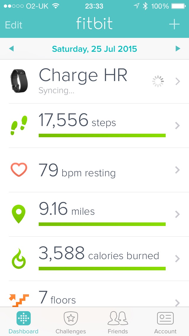 The App Screen on iphone 6 for Fitbit Charge HR