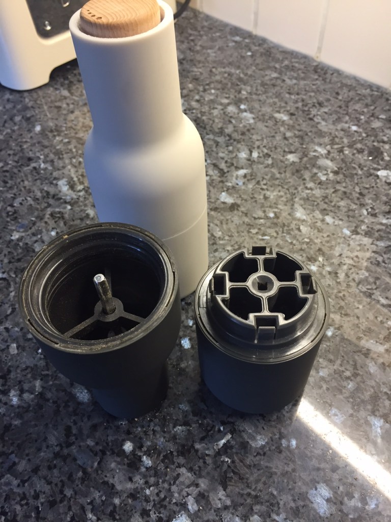 Salt and Pepper grinder by Menu showing inside detail