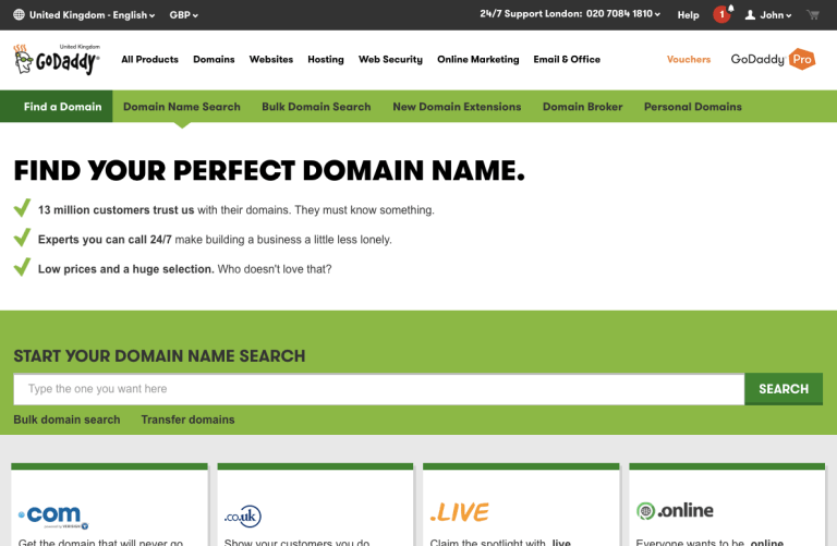 GoDaddy domains